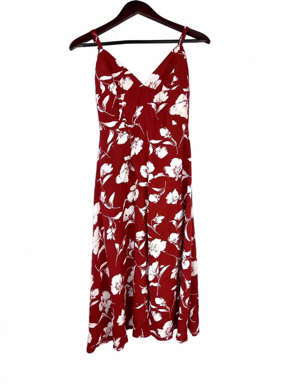 Petite Studio Red and White Floral Strapless Dress
